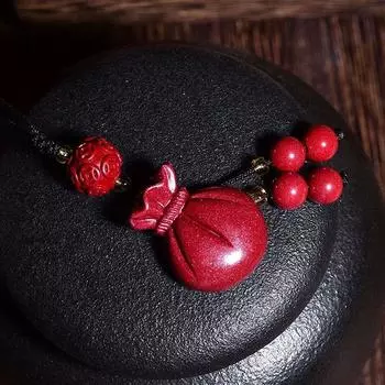 Ручная работа китайский киноварь лиса денежный мешок тыква брелок для сумок мобильные телефоны унисекс кулон подарок