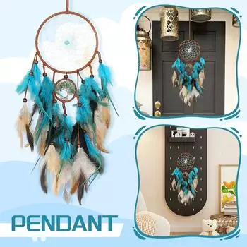 Ручная работа Красивая Ночная Перо Настенная Подвеска Комната Украшения Дома Подарок One Size синий