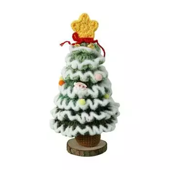 Ручная работа Крючком Рождественское украшение Елка Настольная Вязаная Маленькая Искусственная Флокированная Рождественская Елка для Дома Офиса Праздничный Декор