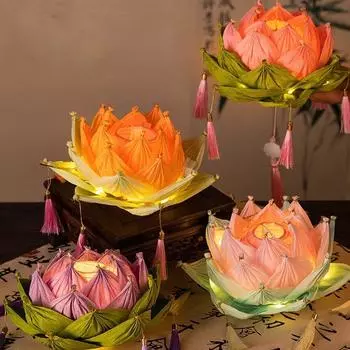 Ручная работа Лампа Лотос Скручивающаяся палочка Сумка для материалов своими руками Светящийся фонарь Середины осени Игрушка style2