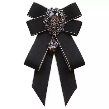 Ручная работа Лента Галстук-бабочка Брошь Женский Стразы Кристалл Галстук Британский Стиль Мужской Костюм Рубашка Воротник Свадебные Украшения