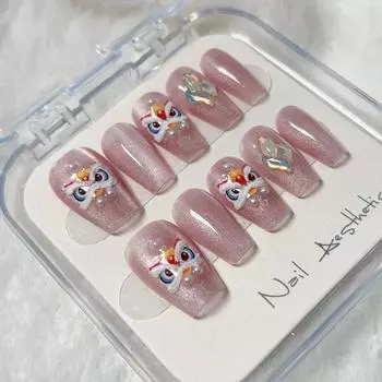 Ручная работа Лев Изысканный нейл-арт Национальный стиль Ручная работа Украшение для ногтей XS