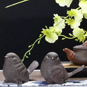 Ручная работа Lucky Teapet Birds для украшения дома и сада, украшения стола, фиолетовые песчаные статуи, декор