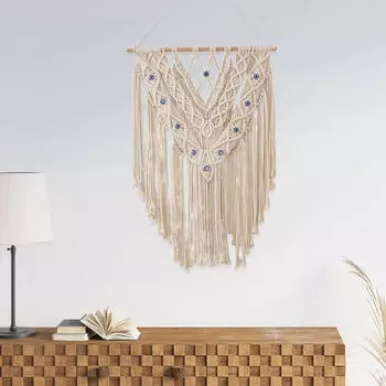 Ручная работа Макраме Настенное панно Пряжа Гобелен Подарок для декора квартиры, общежития 50x75cm