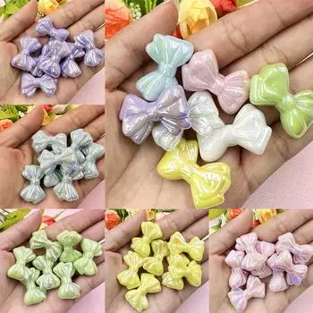 Ручная работа Материал ручной работы Форма банта 7 шт. 20,6*30 мм Ювелирные аксессуары Свободные бусины Акриловые креативные цепочки для телефона Изготовление ярких цветов Ручная работа розовый