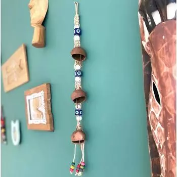 Ручная работа, медный колокольчик с рамкой от сглаза, винтажное подвесное украшение от сглаза - настенное искусство в деревенском стиле и винтажный подарок