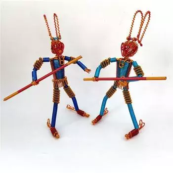 Ручная работа металлическая алюминиевая проволока в форме мультяшной обезьяны китайские поделки спальня гостиная домашний креативный декор аксессуары зелёный