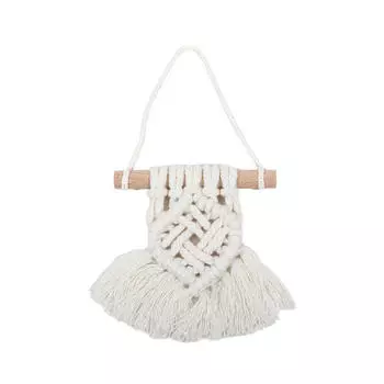 Ручная работа, мини-подвеска в стиле макраме, настенный гобелен в стиле радуги, украшение для автомобиля в стиле бохо для спальни, комнаты для девочек A белый