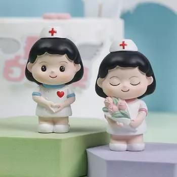 Ручная работа Модель доктора Мультфильм Медсестра Выпечка Украшения Креативная Белая Фигурка Медсестры Стол style 3