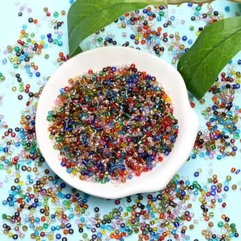 Ручная работа модные для DIY браслет ожерелье свободные бусины мини-бусины стеклянные бусины 3000 шт./упак. материал ювелирных изделий 2 мм 3000Pcs разноцветный