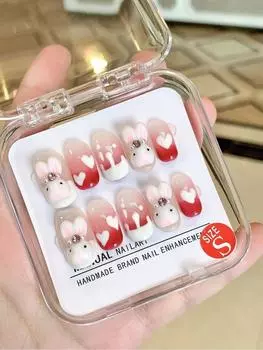 Ручная работа Накладные ногти Милые питомцы Патчи Рисованный мультфильм Тренд Модные XS