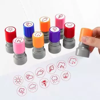 Ручная работа, печатный штамп с погодой, ручной счет, барометр, штамп с погодой для дневника, детский сад 7