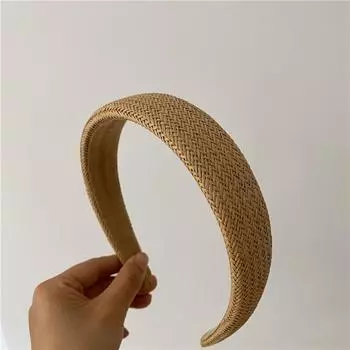 Ручная работа Плетеная соломенная повязка на голову Крест Женская Летний головной убор Широкая ротанговая повязка для волос Узел Уличный головной убор Обруч для волос Однотонный