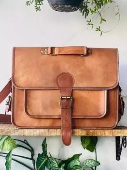 Ручная работа Подходящая кожаная винтажная сумка для ноутбука Посыльный портфель сумка-сэтчел 15 x 11 x 4 in коричневый