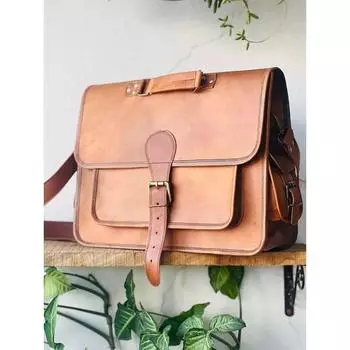 Ручная работа Подходящая кожаная винтажная сумка для ноутбука Посыльный портфель сумка-сэтчел 15 x 11 x 4 in коричневый