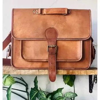 Ручная работа Подходящая кожаная винтажная сумка для ноутбука Посыльный портфель сумка-сэтчел 15 x 11 x 4 in коричневый