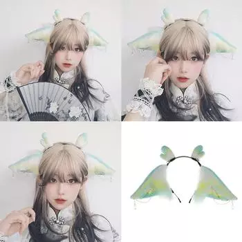 Ручная работа повязка на голову с ушками дракона, рога, аксессуары для косплея для девочек, костюм для маскарада на Хэллоуин, косплей-вечеринка A