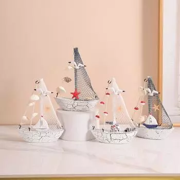 Ручная работа Ракушка парусник Орнамент Средиземноморский Рабочий стол Парусник Модель Офис style 2