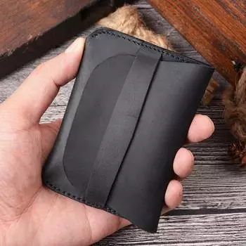 Ручная работа ретро держатель для банковских карт ультратонкий компактный кредитные карты Crazy Horse кожаный чехол-мешок кофейный