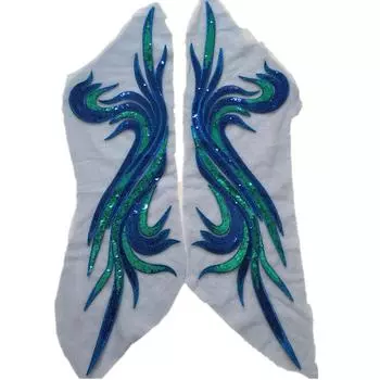 Ручная работа, сделай сам, марлевая одежда с блестками, декоративная нашивка, ткань с вышивкой, Cheongsam, аксессуары, аппликация, большая 12*51cm