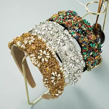 Ручная работа, шитье в стиле барокко, винтажная цветная стеклянная ткань, художественная дрель, цветок, индивидуальный свадебный ободок 15*12.5cm белый