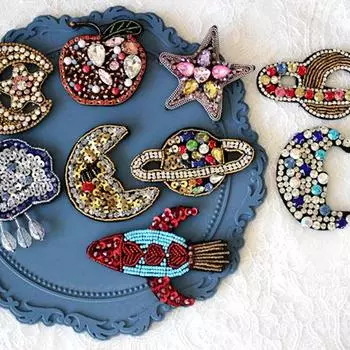 Ручная работа со звездами и облаками и луной, одежда для декоративных нашивок, тканевые наклейки, брошь «сделай сам», ювелирные аксессуары