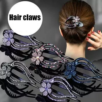 Ручная работа Стразы Кристалл Цветок Блестящие Аксессуары Для Волос Кристалл Заколка Для Волос Коготь Заколка Для Волос шампанского