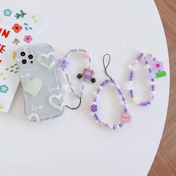 Ручная работа, свежий цветной жемчужный браслет, шнурок, универсальный чехол для мобильного телефона, анти-потеря, запястье, веревка, аксессуары, подвеска, брелок, шнурок 1#