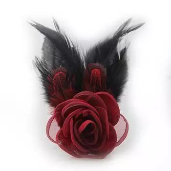 Ручная работа ткань ткань искусство цветок перо брошь булавка ювелирные изделия роскошная одежда носить корсаж броши для женщин аксессуары красный
