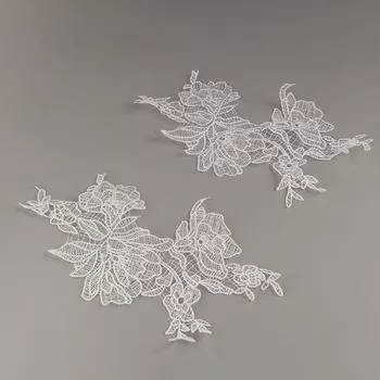 Ручная работа Тканевая заплатка Кружевная ткань Аппликация на ткань Изысканная цветочная аппликация Шитье чёрный