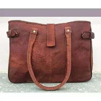 Ручная работа в деревенском стиле из натуральной винтажной сумки из натуральной козьей кожи женская сумка женская сумка 12 x 16 x 4 in коричневый
