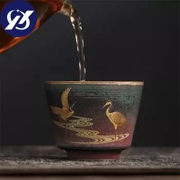 Ручная работа в печи для грубой керамики, смена мастер-чайной чашки, керамическая ручная роспись, кран, чайные чашки, чайный сервиз, посуда для напитков A