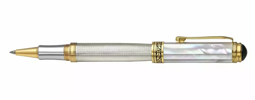 Ручная работа Xezo Maestro из цельного серебра 925 пробы с жемчужным серийным номером, тонкая ручка-роллер с белым перламутровым золотом 18 карат морского происхождения, наследование любых 2