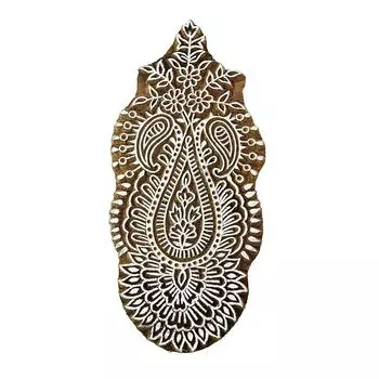 Ручная резная печать Цветочные индийские деревянные текстильные штампы Коричневые декоративные блоки 7 x 3.3 Inches