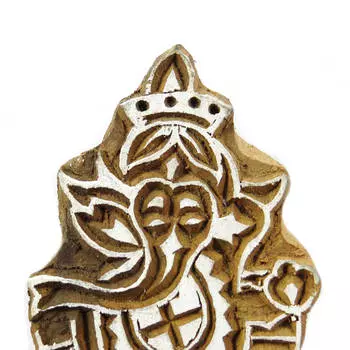 Ручная резная печать на одежде Сари Граница Штамп Лорд Ганеша Дизайн Деревянный 2.6 x 1.9 x 1.1 Inches