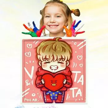 Ручная роспись 20x20 см. Детское обучение рисованию. Картина маслом по номерам для детей. Развитие хобби. Детский рисунок. 20x20cm no Frame