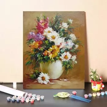Ручная роспись чисел Картина маслом Холст Цифровая картина маслом Украшение дома DIY Картина по номерам 40x50cm no frame