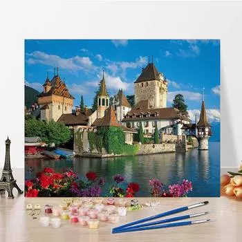 Ручная роспись декомпрессии DIY цифровая картина маслом холст картина по номерам украшение дома 40x50cm no frame