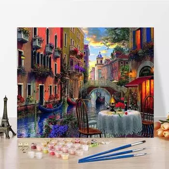 Ручная роспись декомпрессии Холст Картина DIY Цифровая картина маслом Украшение дома Картина по номерам 40x50cm no frame