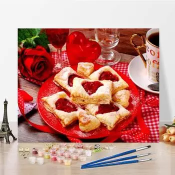 Ручная роспись декомпрессионной живописи по номерам Холст Картина Домашнее украшение DIY Цифровая картина маслом 40x50cm no frame