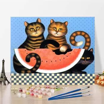 Ручная роспись DIY Картина по номерам Домашнее украшение Цифровая масляная живопись Холст 40x50cm no frame