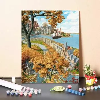Ручная роспись DIY Картина по номерам Украшение дома Холст Номера Картина маслом Цифровая картина маслом 40x50cm no frame