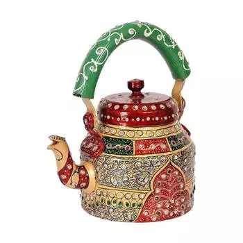 Ручная роспись дизайнерского алюминиевого чайника для чая, кофе, домашнего декора. Емкость 1 литр, размер 8,5 X5,5 X8,5 8.5 X5.5 X8.5 inch