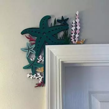 Ручная роспись дверной уголок украшения колибри цветок листья морская звезда силуэт дверная рама знак входная дверь топпер няня настенный художественный орнамент E