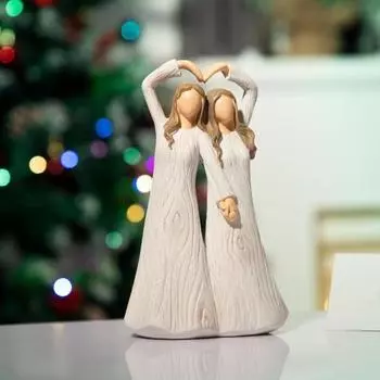 Ручная роспись, фигурка сестры, лучшие друзья, статуя из смолы, скульптура для дома, офиса, книжная полка, украшение для рабочего стола, украшение для празднования подарка дружбы белый