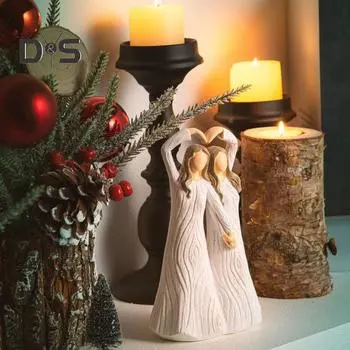 Ручная роспись, фигурка сестры, лучшие друзья, статуя из смолы, скульптура для дома, офиса, книжная полка, украшение для рабочего стола, украшение для празднования подарка дружбы белый