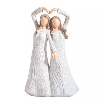 Ручная роспись, фигурка сестры, лучшие друзья, статуя из смолы, скульптура для дома, офиса, книжная полка, украшение для рабочего стола, украшение для празднования подарка дружбы белый