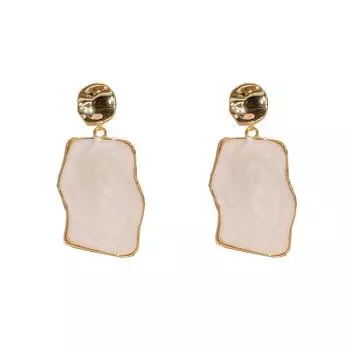 Ручная роспись массивные геометрические серьги для девочек, летние новые модные брендовые ювелирные изделия, простые темпераментные украшения белый