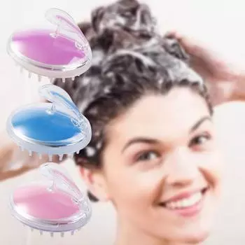 Ручная щетка для массажа кожи головы с силиконовой головкой, расческа для мытья волос, щетка для душа, массаж кожи головы фиолетовый