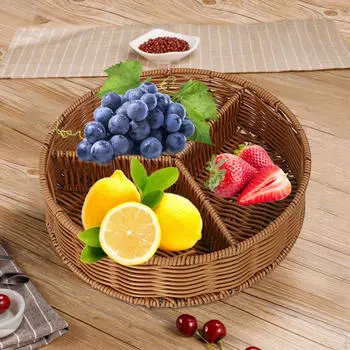 Ручная сервировочная корзина, имитация ротанга, подносы для тарелок с фруктами, плетеные подносы ручной работы
